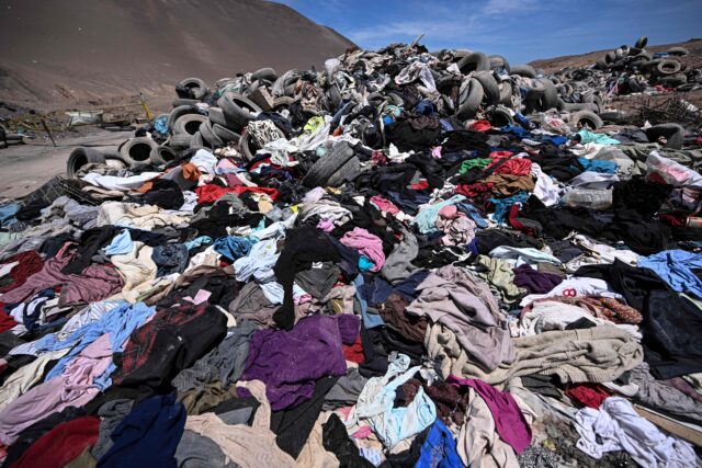 Piles of discarded clothing