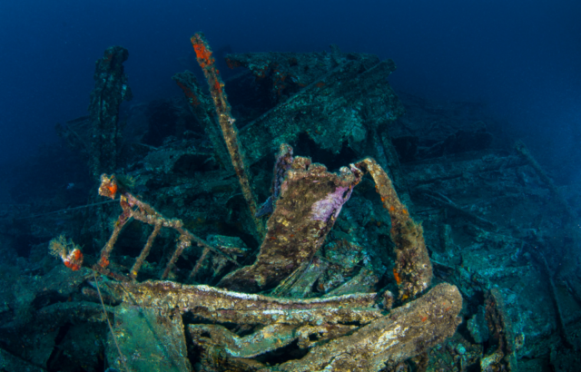 Pile of ruins underwater.