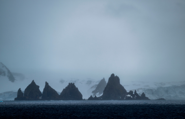 Rock formations at Livingston island in the South Atlantic. 