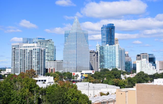 Buckhead Skyline view from Faith Hope & Love Gospel Brunch at Tesserae At Thompson Buckhead on October 2, 2022 in Atlanta, Georgia. 