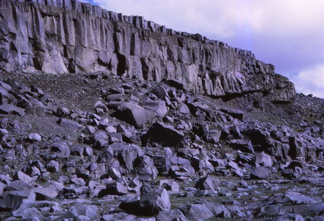 basalt cliffs near waterfalls in Iceland