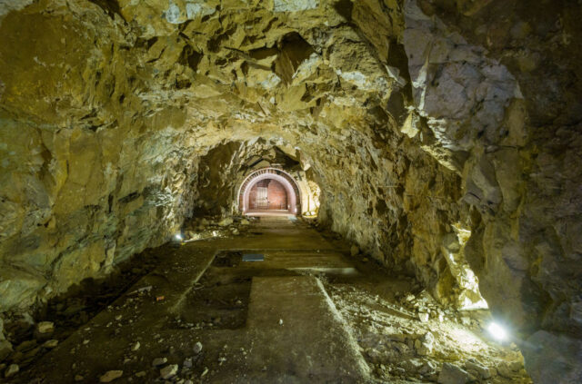 Rocky underground tunnel.