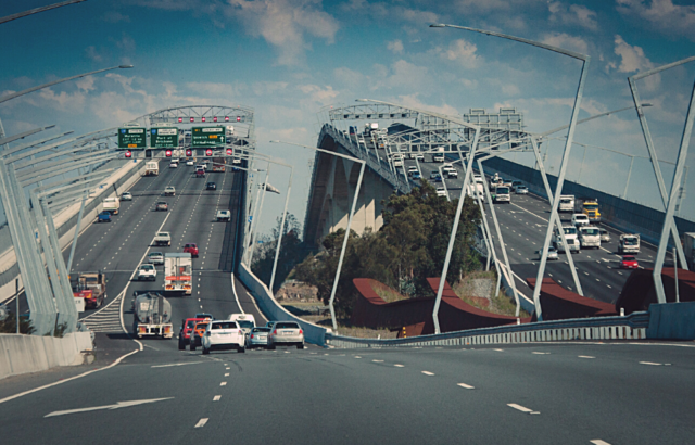 Brisbane Gateway Bridge as a vehicle is entering to cross