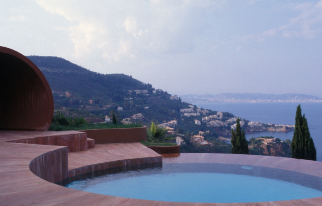 View of the Mediterranean from the Bubble Palace. 