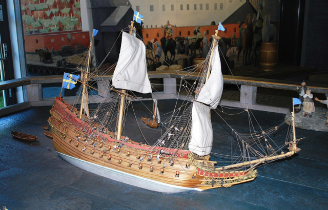 Model showing the sinking of Vasa
