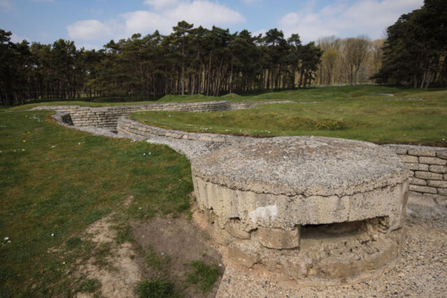 Pillbox sitting along a preserved trench