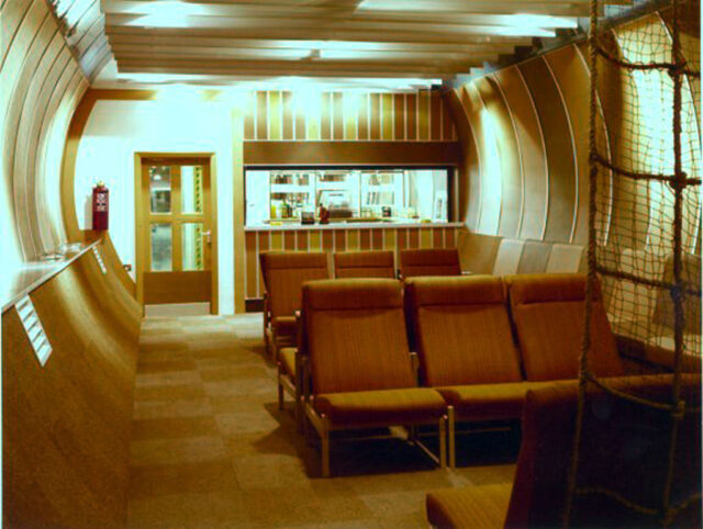 Plush chairs and a bar in one of the Kingsway Exchange Tunnels