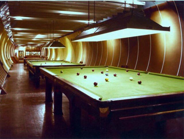 Snooker tables lining the interior of one of the Kingsway Exchange Tunnels