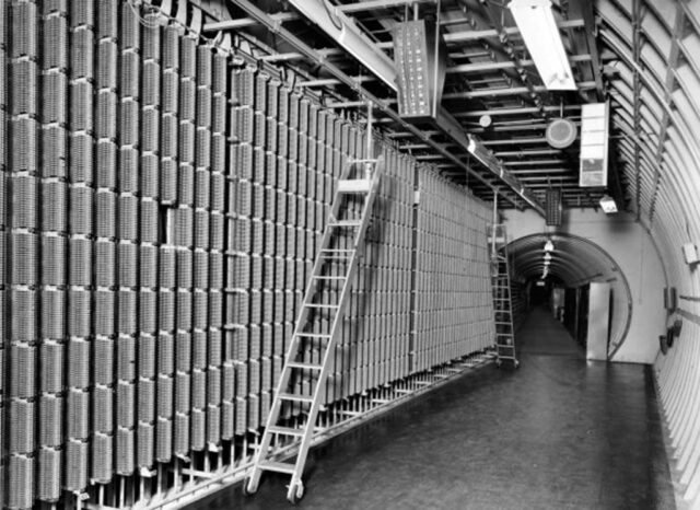 Ladder positioned along the Repeater Station at the Kingsway Telephone Exchange