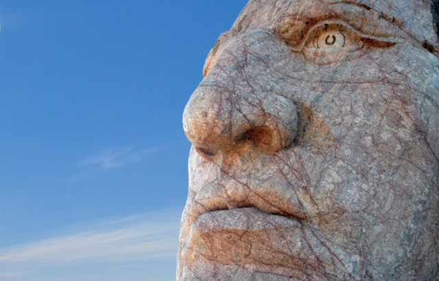 Close-up of Crazy Horse Memorial face.