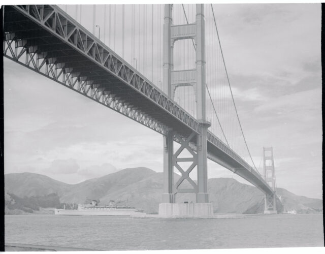 View from below the Golden Gate Bridge.