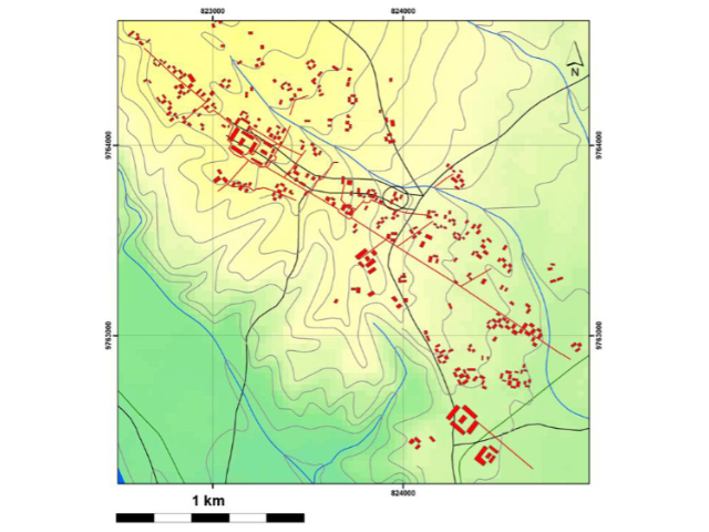 A map of the ancient city found in the Amazon.