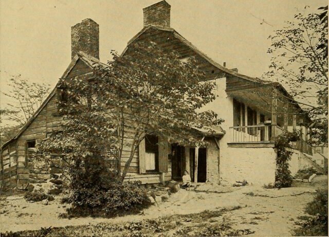 Side view of a farmhouse.