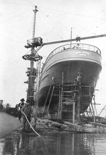 A ship being built.