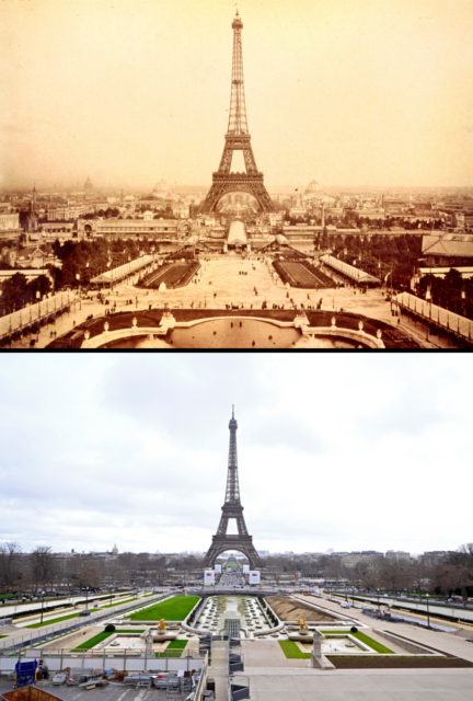 The Eiffel Tower 1889 and again in 2024.