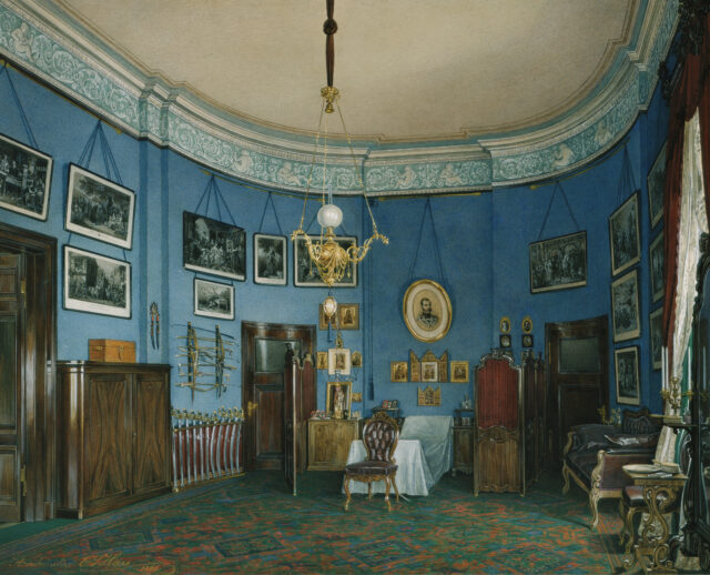 An illustration of a bedroom at the Winter Palace.