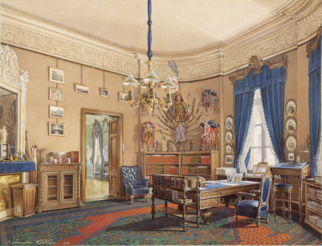 An illustration of a study at the Winter Palace.