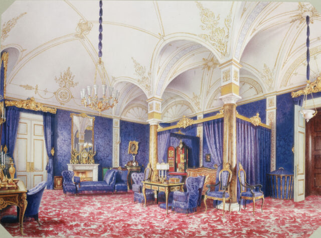 An illustration of a bedchamber at the Winter Palace.