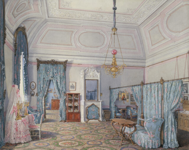 An illustration of a bedroom at the Winter Palace.