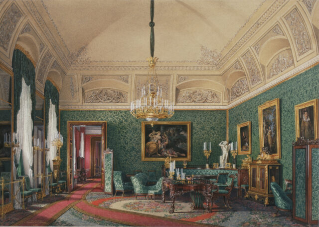 An illustration of a study at the Winter Palace.