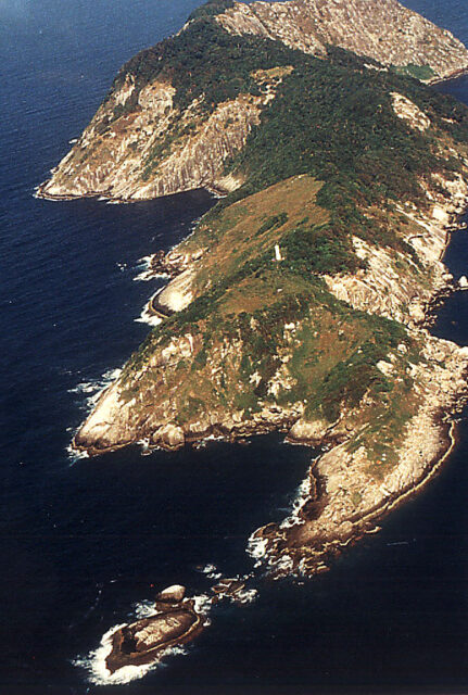 Aerial view of an island.