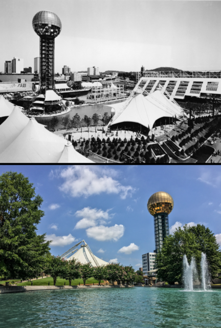 The Sunsphere in 1982 and again in 2019.
