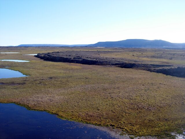 Grasslands and a lake.
