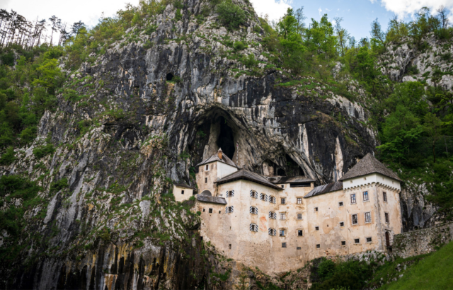 Predjama Castle in a cliff face.