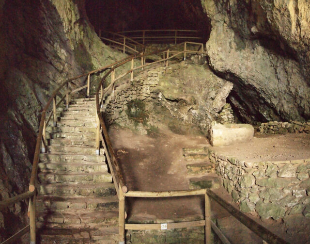 Stairs inside a cave.