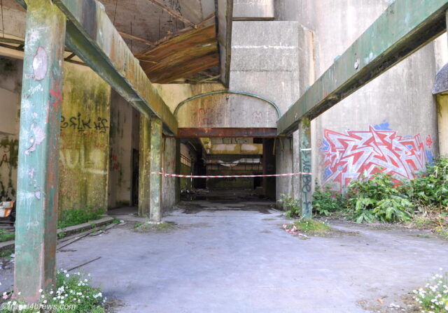 An abandoned entrance to a hotel.